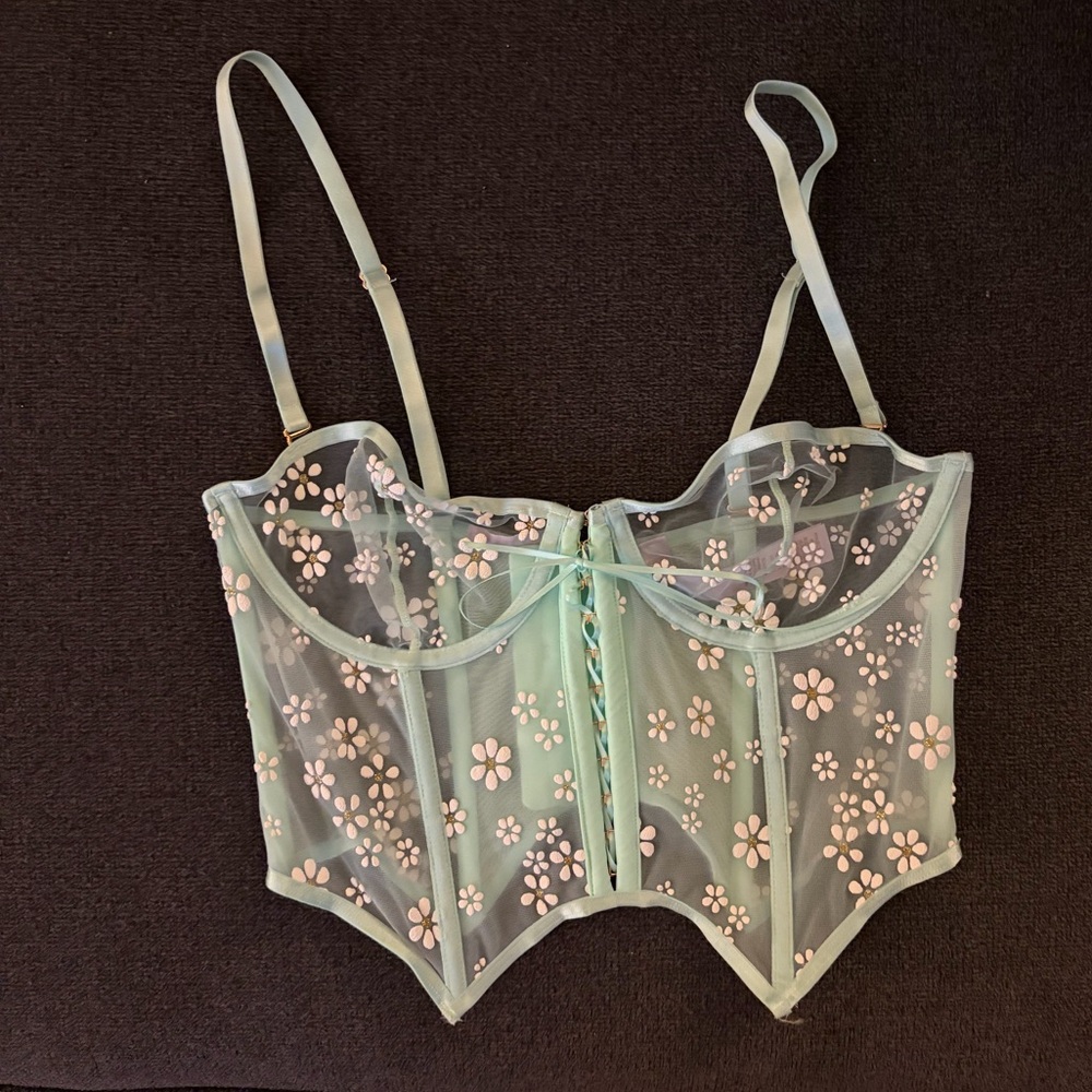 Savage X Fenty PUFF DAISY UNLINED BUSTIER - Mint Hint Green